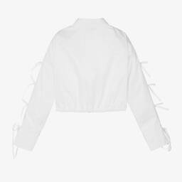 MSGM-Girls White Cotton Bows Shirt | Childrensalon Outlet