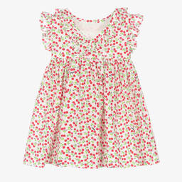 MSGM-Girls White & Red Cherry Print Dress | Childrensalon Outlet