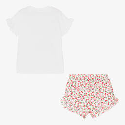 MSGM-Girls White Top & Floral Shorts Set | Childrensalon Outlet