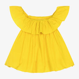 MSGM-Girls Yellow Taffeta Bubble Dress | Childrensalon Outlet