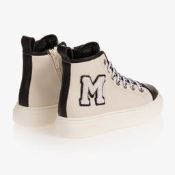 MSGM-Ivory & Black High-Top Trainers | Childrensalon Outlet