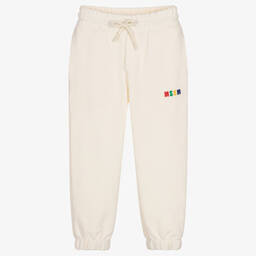 MSGM Ivory Cotton Terry Logo Joggers Childrensalon Outlet