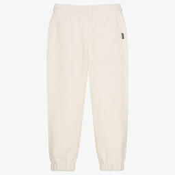 MSGM-Ivory Cotton Terry Logo Joggers | Childrensalon Outlet