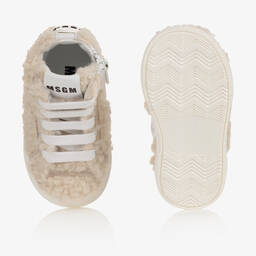 MSGM-Ivory Teddy Fleece Trainers | Childrensalon Outlet