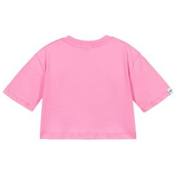 MSGM-Розовая хлопковая укороченная футболка | Childrensalon Outlet