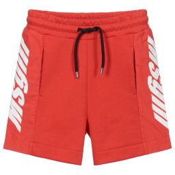 MSGM-Red Cotton Jersey Shorts | Childrensalon Outlet