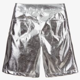 MSGM-Серебристые шорты из искусственной кожи | Childrensalon Outlet