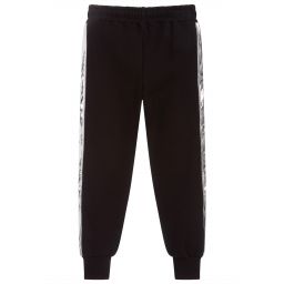 MSGM-Teen Black & Gold Logo Joggers | Childrensalon Outlet