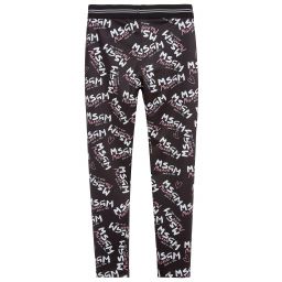 MSGM-Teen Black Logo Leggings | Childrensalon Outlet