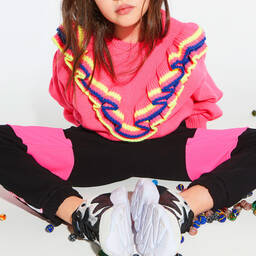 MSGM-Teen Black & Pink Logo Joggers | Childrensalon Outlet