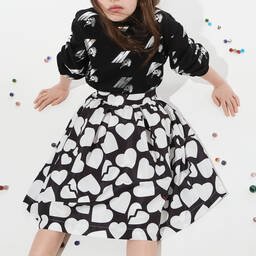 MSGM-Teen Black & White Heart Skirt | Childrensalon Outlet