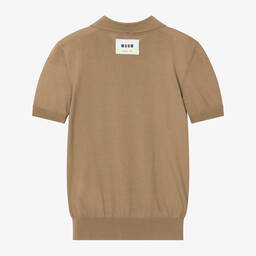 MSGM-Teen Boys Beige Cotton Knit Polo Shirt | Childrensalon Outlet