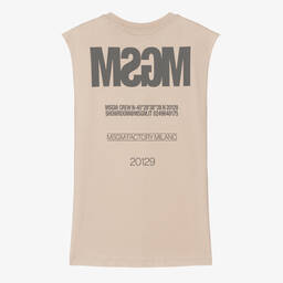 MSGM-Teen Boys Beige Cotton Sleeveless Top | Childrensalon Outlet