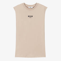 MSGM-Teen Boys Beige Cotton Sleeveless Top | Childrensalon Outlet