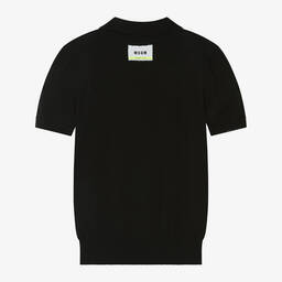 MSGM-Teen Boys Black Cotton Knit Polo Shirt | Childrensalon Outlet