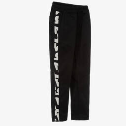 MSGM-Teen Boys Black Cotton Logo Trousers  | Childrensalon Outlet