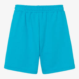 MSGM-Teen Boys Blue Cotton Slogan Shorts | Childrensalon Outlet