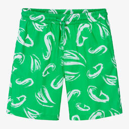 MSGM-Teen Boys Green Brushed Letter Shorts | Childrensalon Outlet