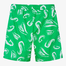 MSGM-Teen Boys Green Brushed Letter Shorts | Childrensalon Outlet