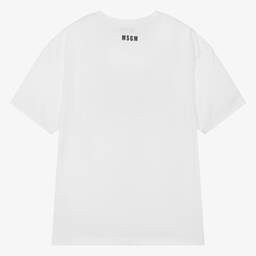MSGM-تيشيرت قطن لون أبيض للمراهقين | Childrensalon Outlet