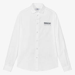 MSGM-Teen Boys White Cotton Watercolour Shirt | Childrensalon Outlet