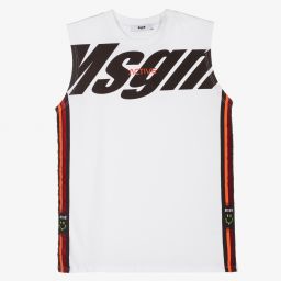 MSGM-Белая майка для подростков | Childrensalon Outlet