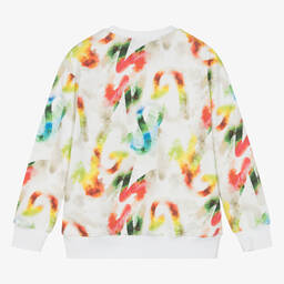 MSGM-Teen Boys White Watercolour Sweatshirt | Childrensalon Outlet