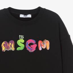 MSGM-سويتشيرت تينز بناتي قطن لون أسود | Childrensalon Outlet