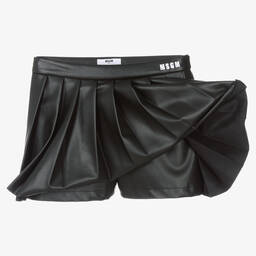 MSGM-Teen Girls Black Faux Leather Skort | Childrensalon Outlet