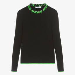 MSGM-بلوفر مزيج فيسكوز محبوك لون أسود للمراهقات | Childrensalon Outlet