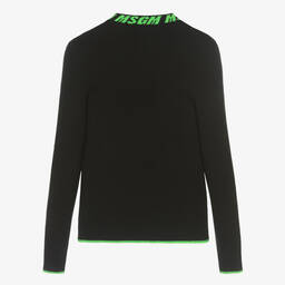 MSGM-بلوفر مزيج فيسكوز محبوك لون أسود للمراهقات | Childrensalon Outlet