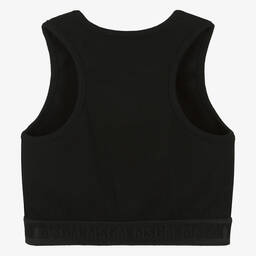 MSGM-Teen Girls Black Ribbed Cropped Top | Childrensalon Outlet
