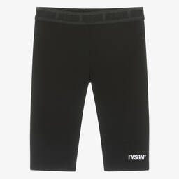 MSGM-Teen Girls Black Ribbed Cycling Shorts | Childrensalon Outlet