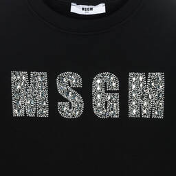 MSGM-فستان سويتشيرت تينز بناتي قطن جيرسي لون أسود | Childrensalon Outlet