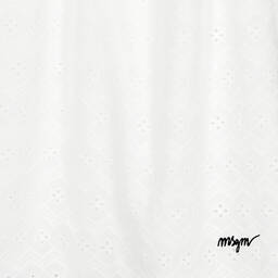 MSGM-فستان تينز بناتي قطن برودوري لون أبيض | Childrensalon Outlet