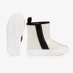 MSGM-Teen Girls Ivory Logo Boots | Childrensalon Outlet