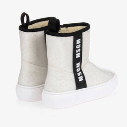 MSGM-Teen Girls Ivory Logo Boots | Childrensalon Outlet