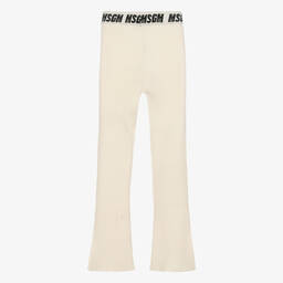 MSGM-بنطلون مزيج فيسكوز محبوك مضلع لون بيج | Childrensalon Outlet