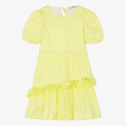 MSGM-Teen Girls Lime Green Cotton Dress | Childrensalon Outlet