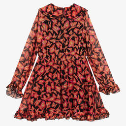 MSGM-Teen Girls Pink Butterfly Chiffon Dress | Childrensalon Outlet