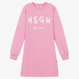 MSGM-Teen Girls Pink Cotton Jersey Dress | Childrensalon Outlet