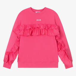 MSGM-Teen Girls Pink Cotton Ruffle Sweatshirt | Childrensalon Outlet