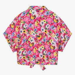 MSGM-بلوز كروب فيسكوز لون زهري بطبعة ورود | Childrensalon Outlet