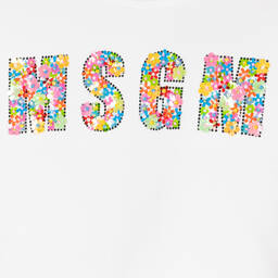 MSGM-Teen Girls White Logo Cropped Sweatshirt | Childrensalon Outlet
