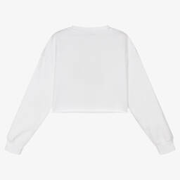 MSGM-Teen Girls White Logo Cropped Sweatshirt | Childrensalon Outlet