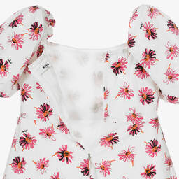 MSGM-Teen Girls White & Pink Flower Dress | Childrensalon Outlet