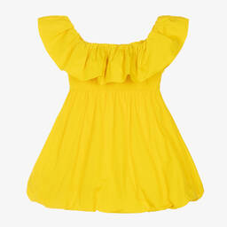 MSGM-Teen Girls Yellow Taffeta Bubble Dress | Childrensalon Outlet