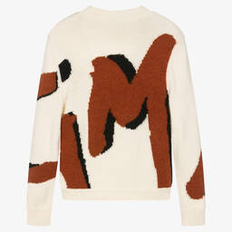 MSGM-بلوفر مزيج صوف محبوك لون عاجي وبني | Childrensalon Outlet