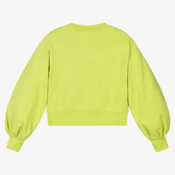 MSGM-سويتشيرت تينز بناتي قطن لون أخضر ليموني | Childrensalon Outlet