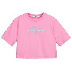 Immunity Photo Tee (Pink）M MSGM - Teen Pink Logo Cropped Top | Childrensalon Outlet